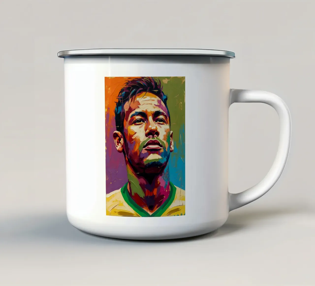 Neymar abstracte kleurrijke kunst emaille mok van Lembayung art