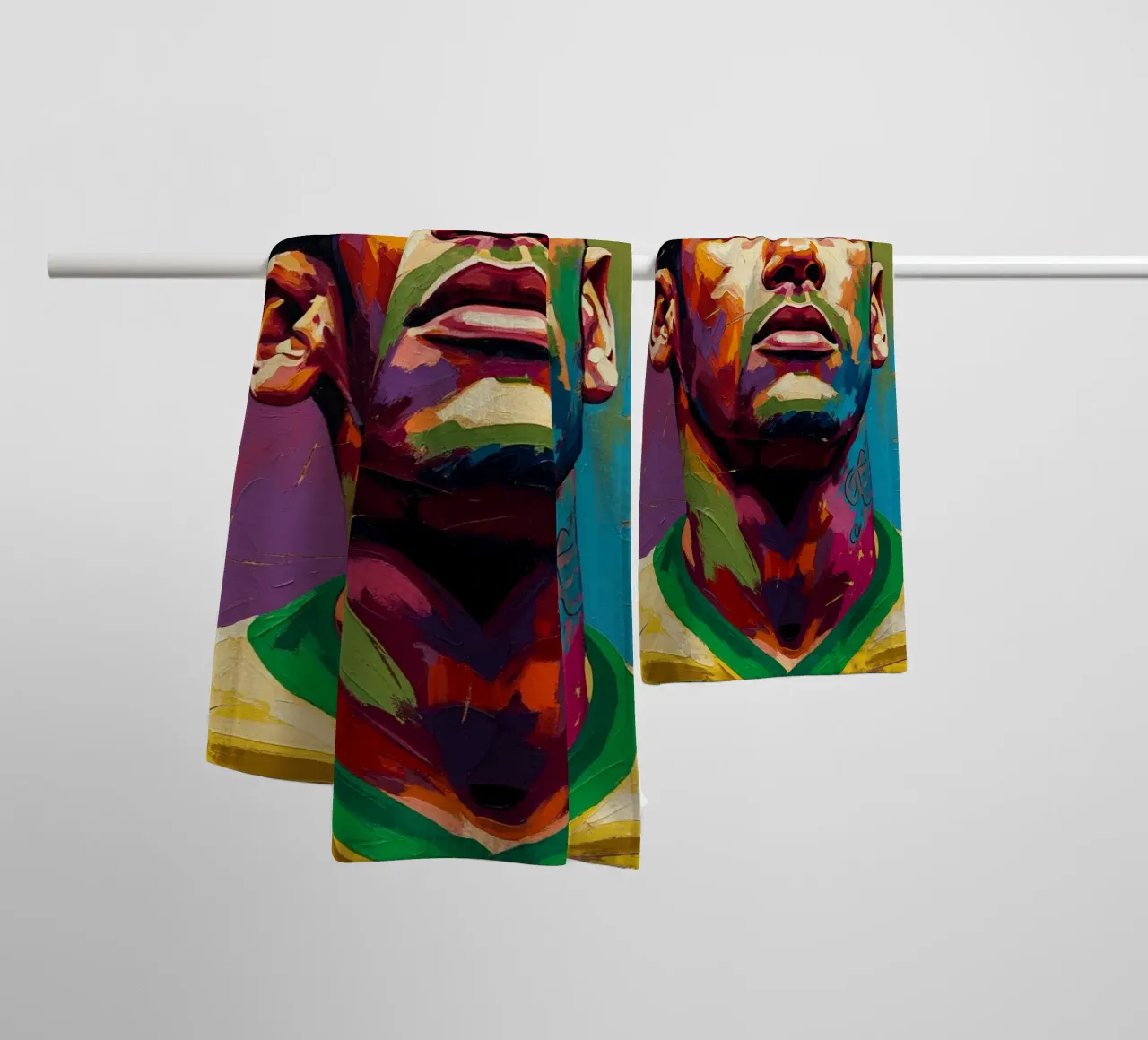 Neymar abstract colorful art towel by Lembayung art