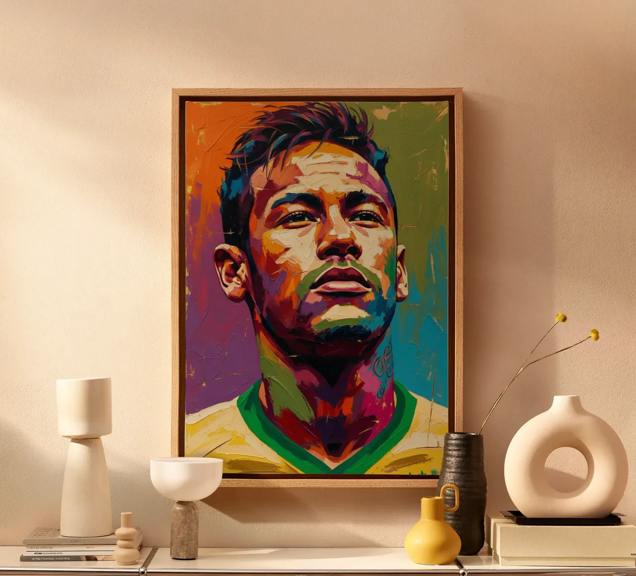 Neymar abstracte kleurrijke kunst canvas met Baklijst van Lembayung art