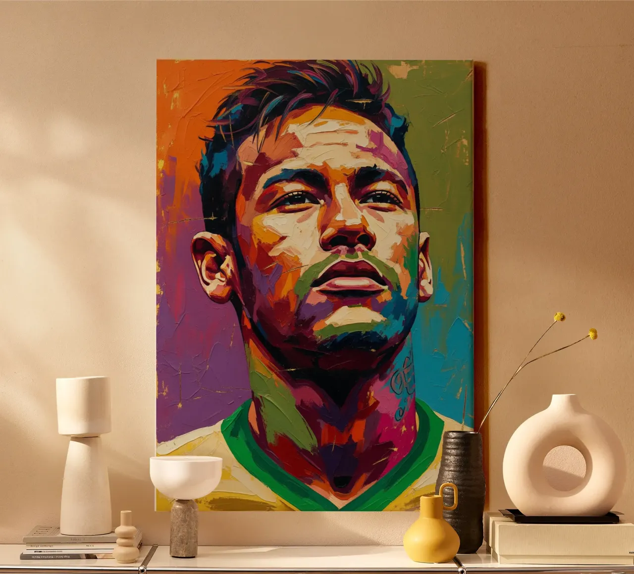 Neymar abstracte kleurrijke kunst canvas met Baklijst van Lembayung art