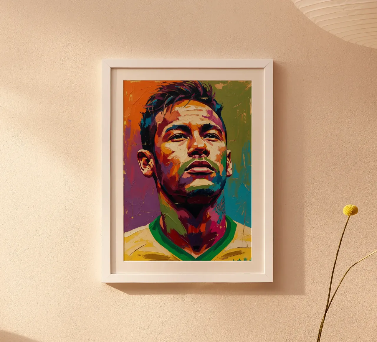 Neymar abstracte kleurrijke kunst poster met houten frame van Lembayung art