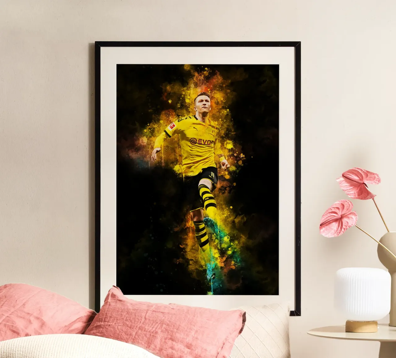 Marco Reus poster con telaio in alluminio da MasterInkArt