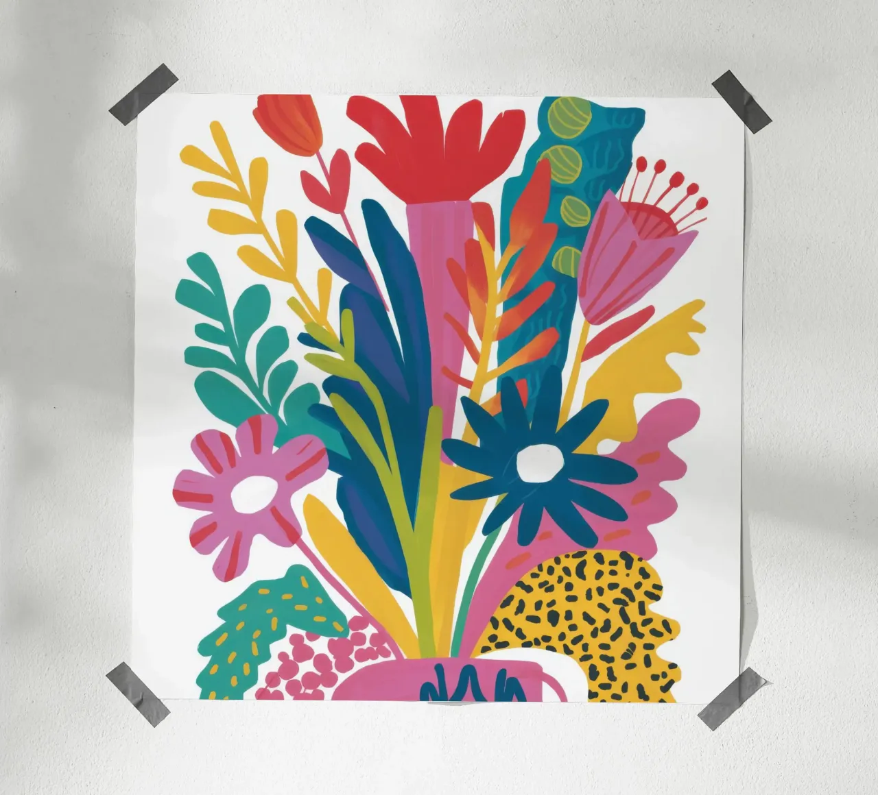Cascata floreale vibrante poster con telaio in legno da Autumn Season