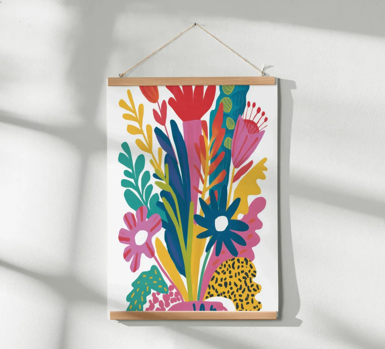 Cascata floreale vibrante poster con telaio in legno da Autumn Season