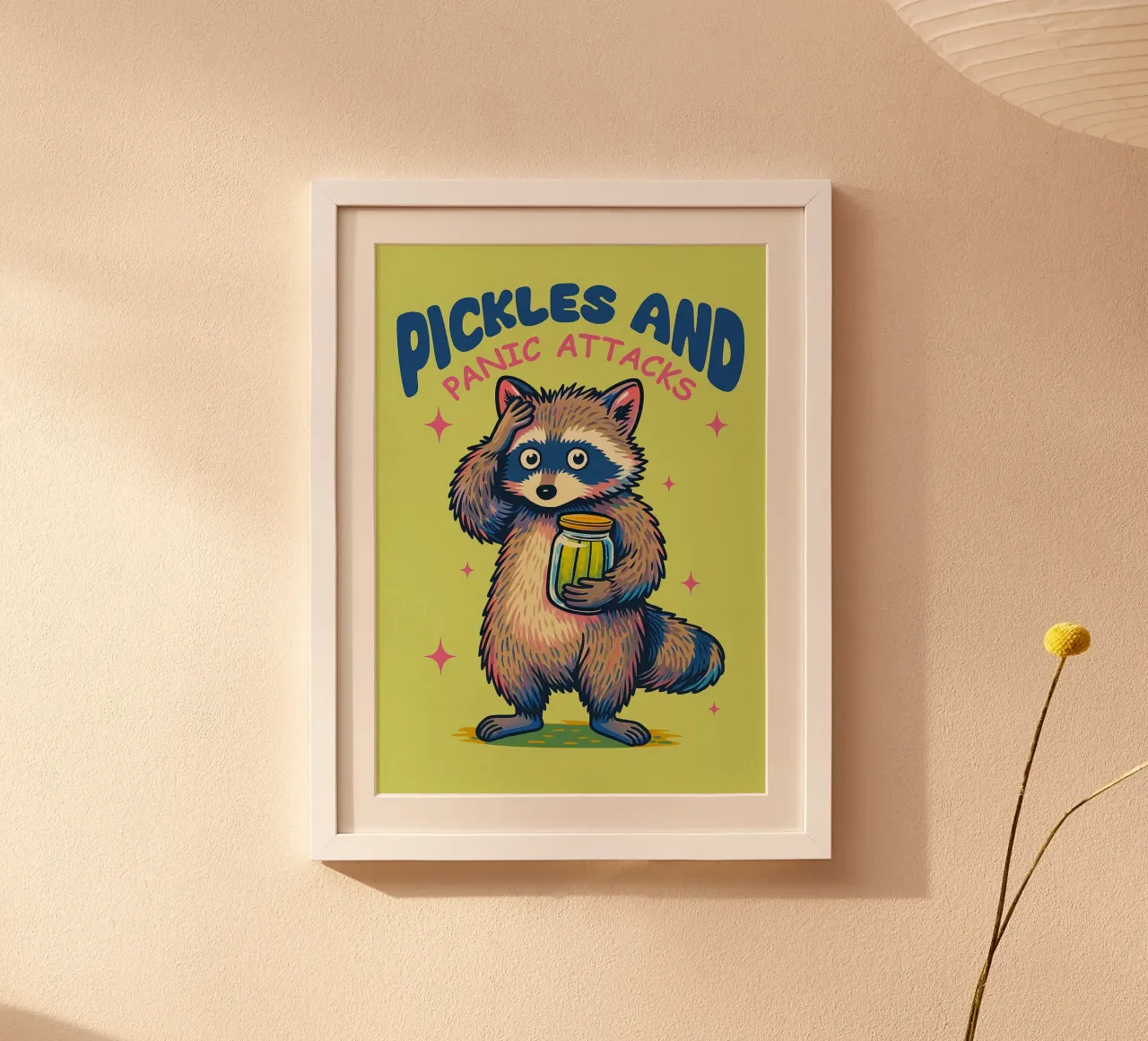 attacchi di sottaceti e panico poster con telaio in legno da paroongs