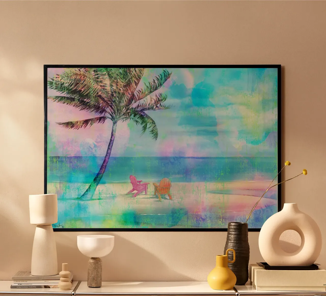 Ingresso Palm Mirage poster con telaio in legno da June Jordan