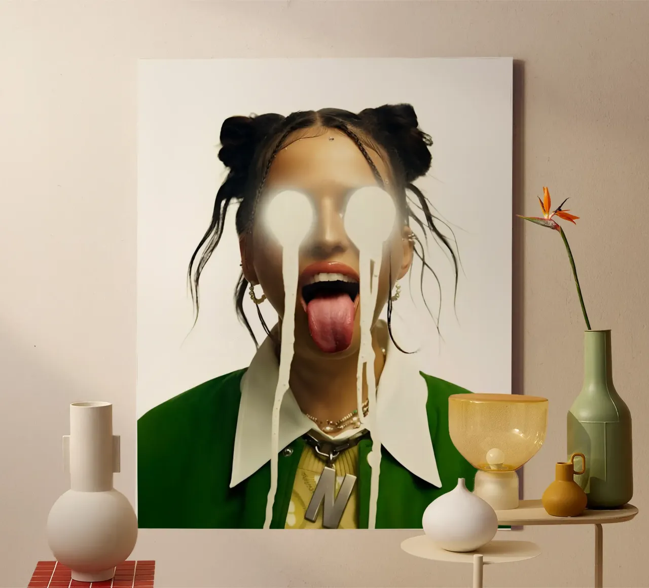 Nina Chuba Groen canvas met Baklijst van vintage