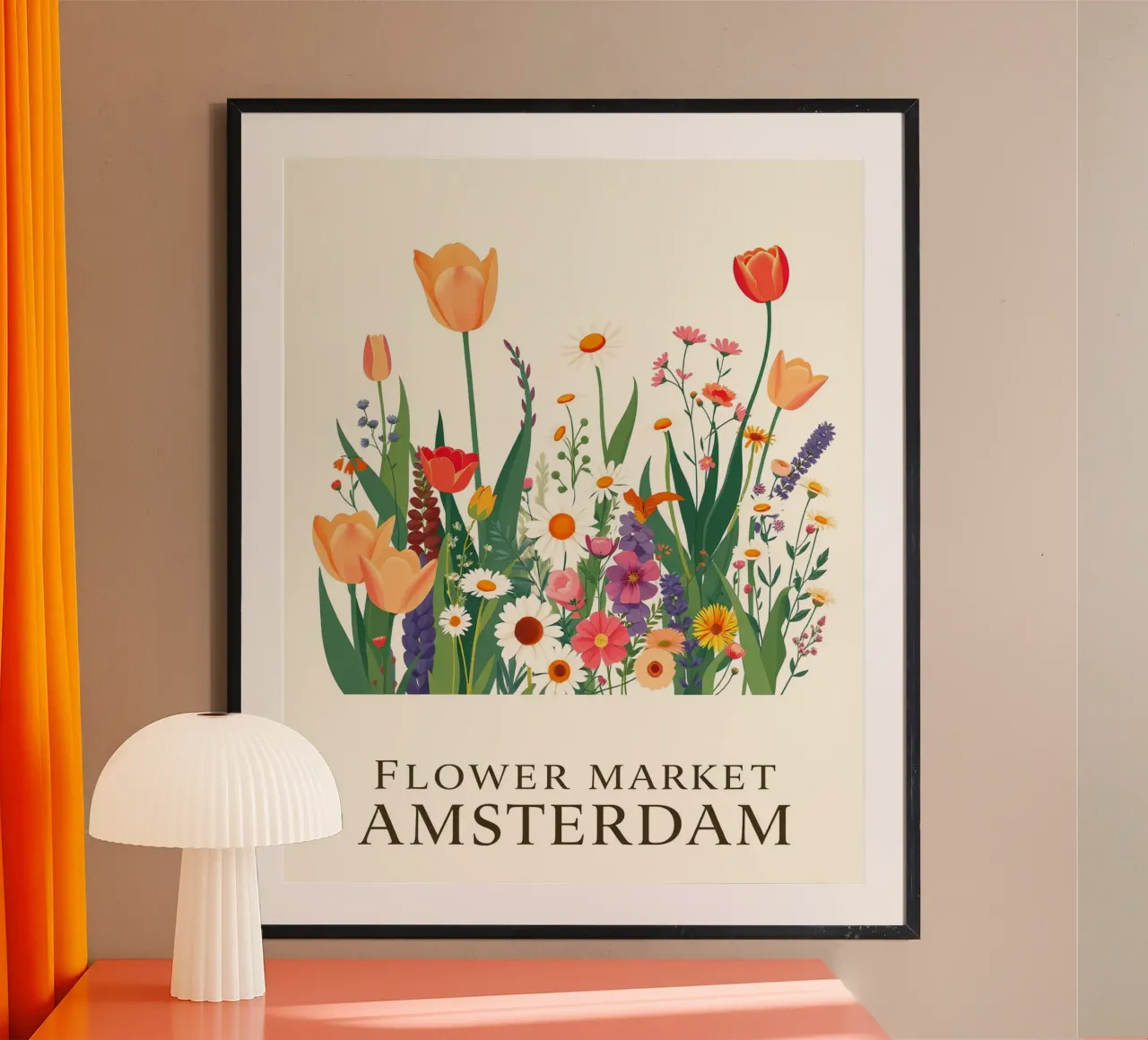 Bellezza Amsterdam Flower poster con telaio in legno da HicksShop