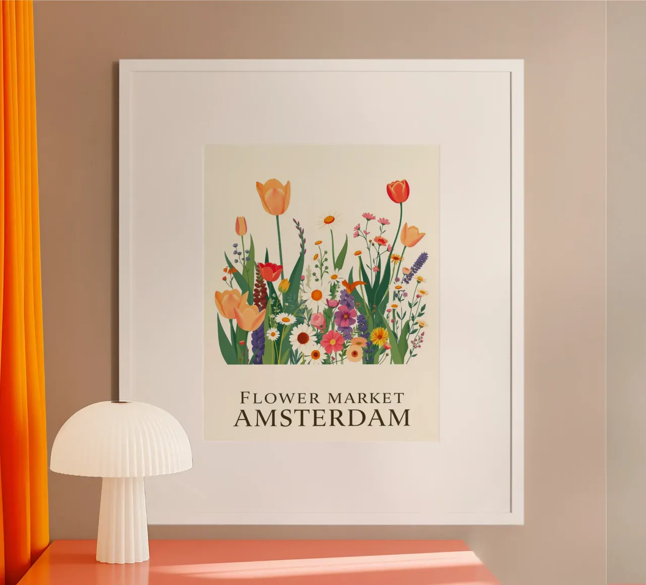 Bellezza Amsterdam Flower poster con telaio in legno da HicksShop