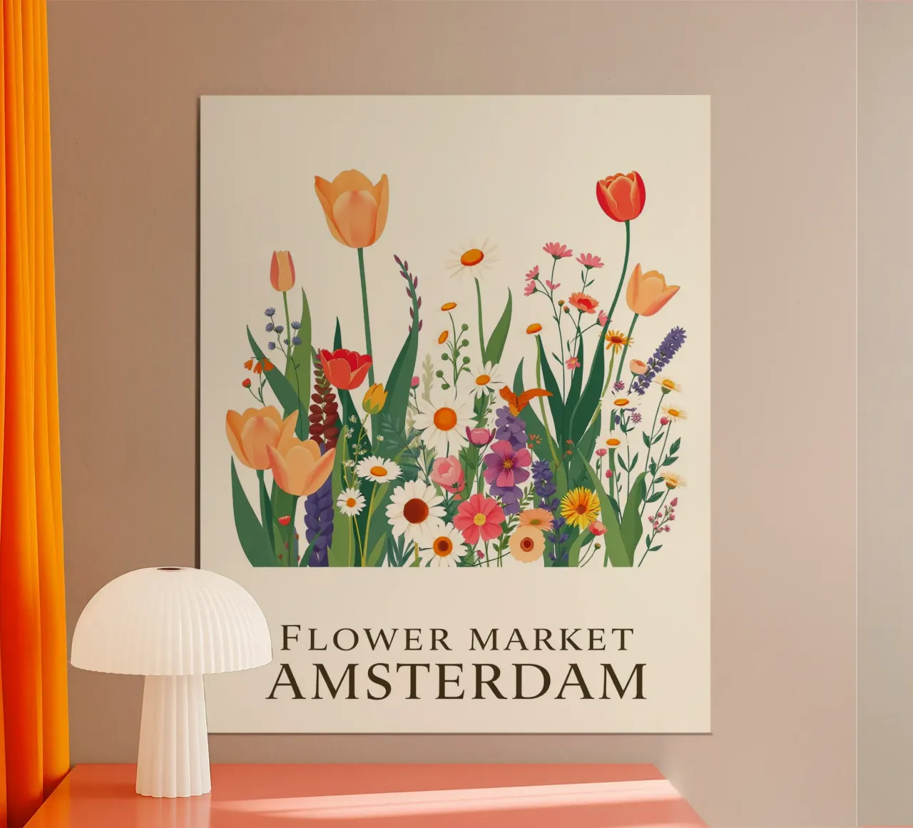 Bellezza Amsterdam Flower poster con telaio in legno da HicksShop