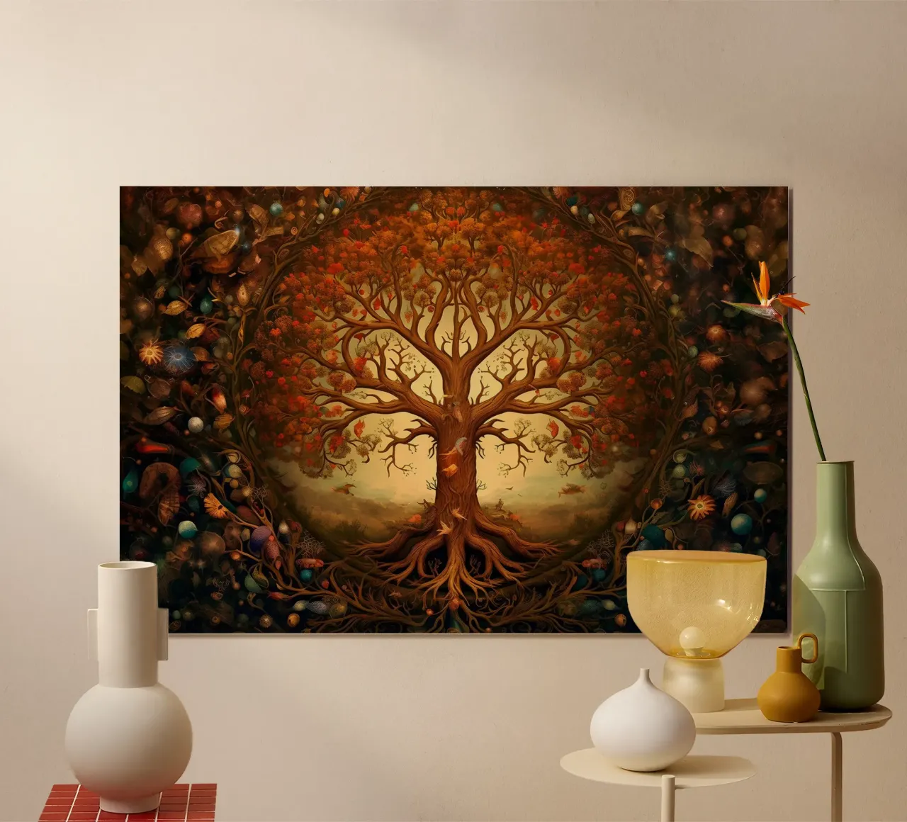 Albero della vita autunnale poster con telaio in alluminio da John Boss