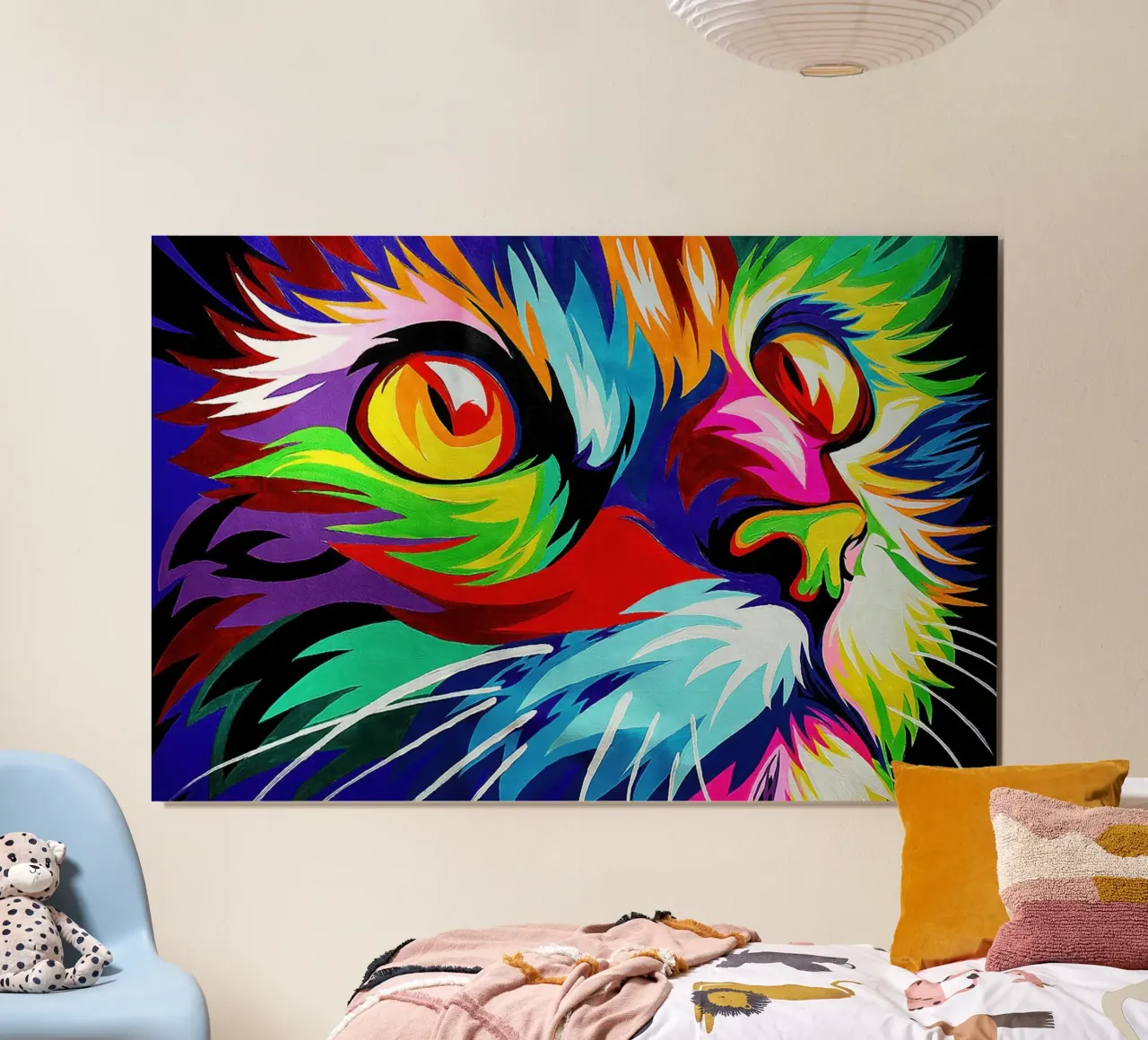 Abstrakte Regenbogenkatze Poster von John Boss