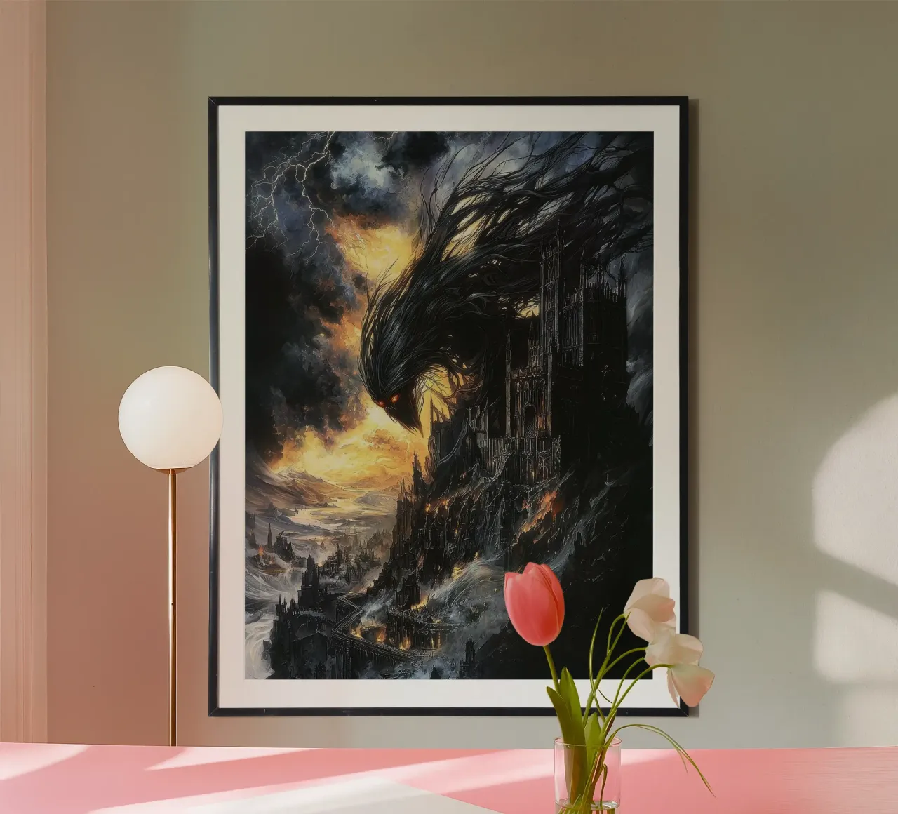 Creatura nera poster con telaio in alluminio da John Boss