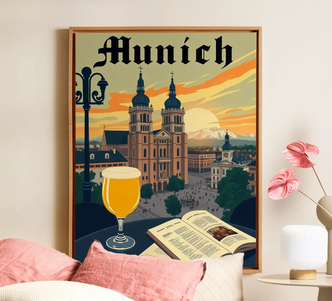 Een ander uitzicht op München canvas met Baklijst van HicksShop