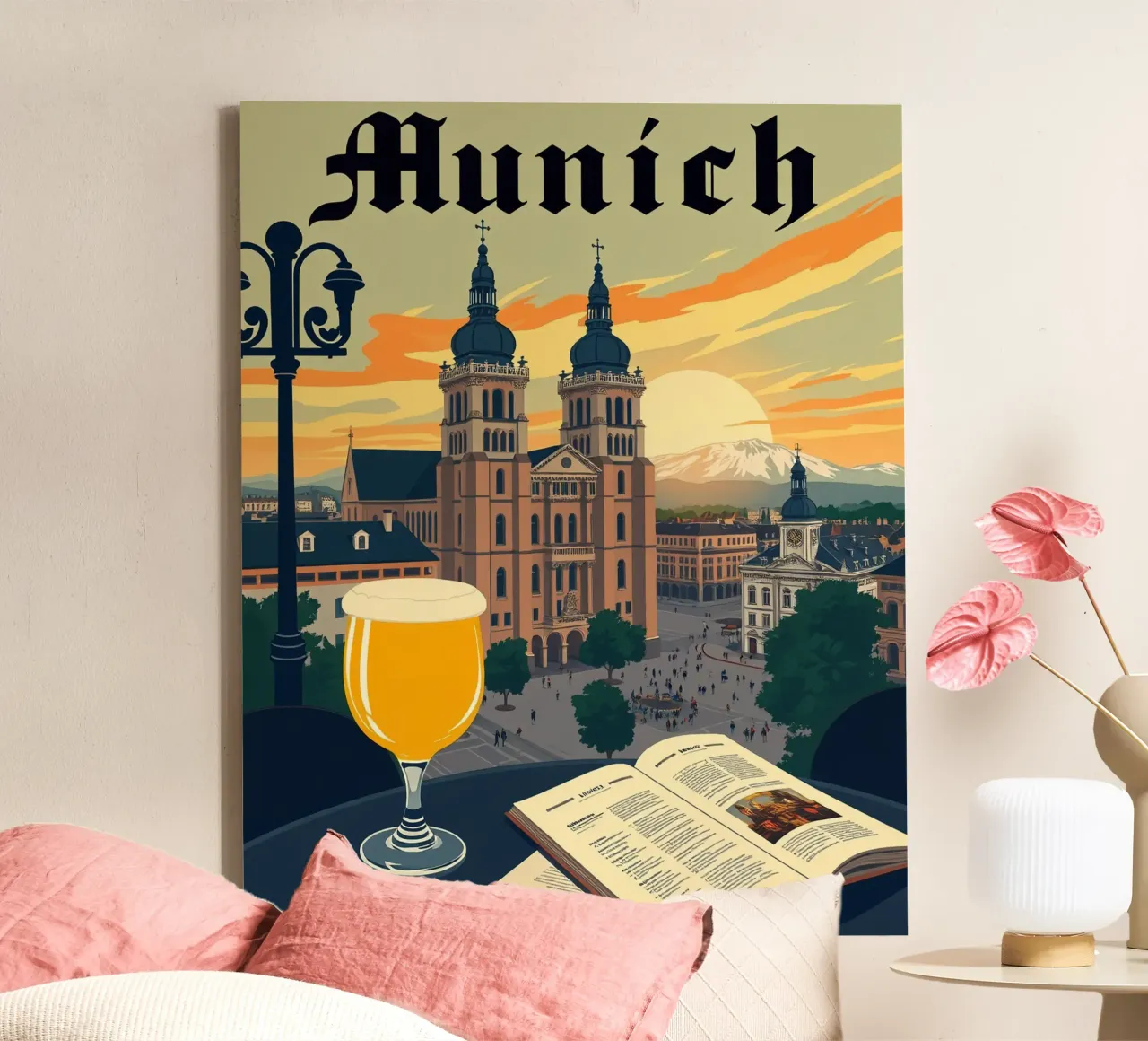Een ander uitzicht op München canvas met Baklijst van HicksShop