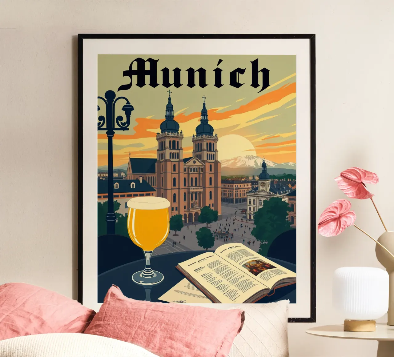 Un'altra vista di Monaco poster con telaio in alluminio da HicksShop