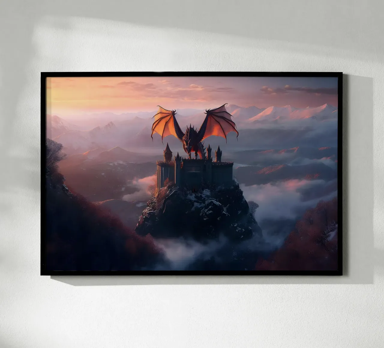 Castello del Drago Fantastico poster con telaio in alluminio da John Boss