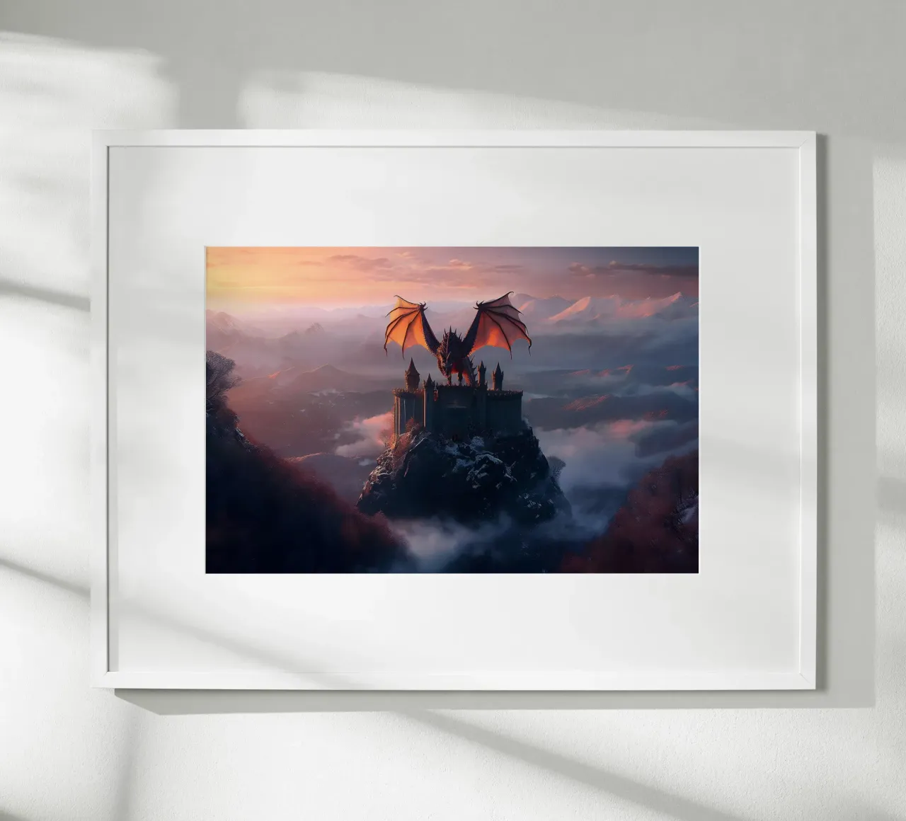 Castello del Drago Fantastico poster con telaio in alluminio da John Boss