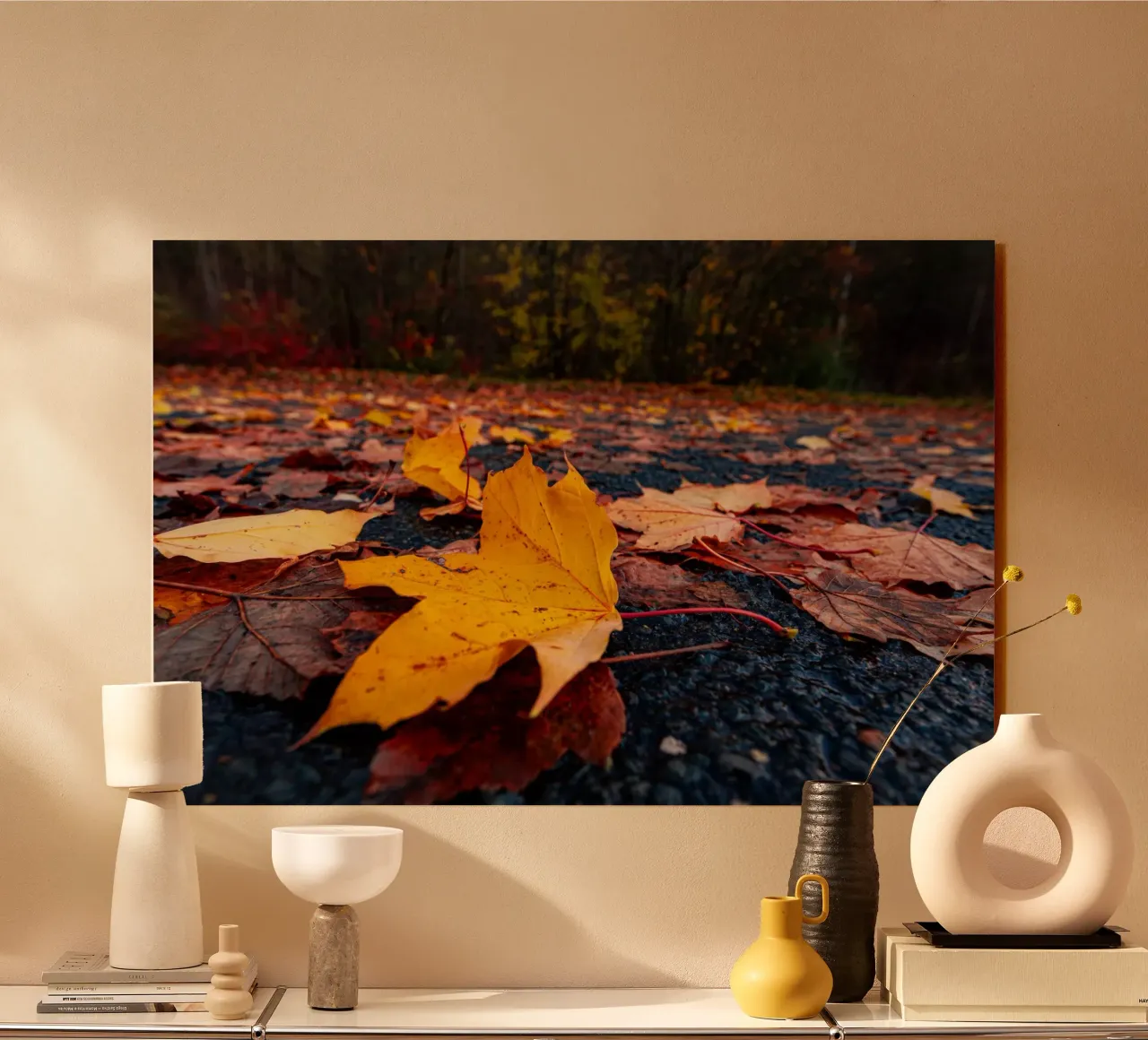 Esdoornblad in de herfst acryl van Marcus Beckert | Fotografie