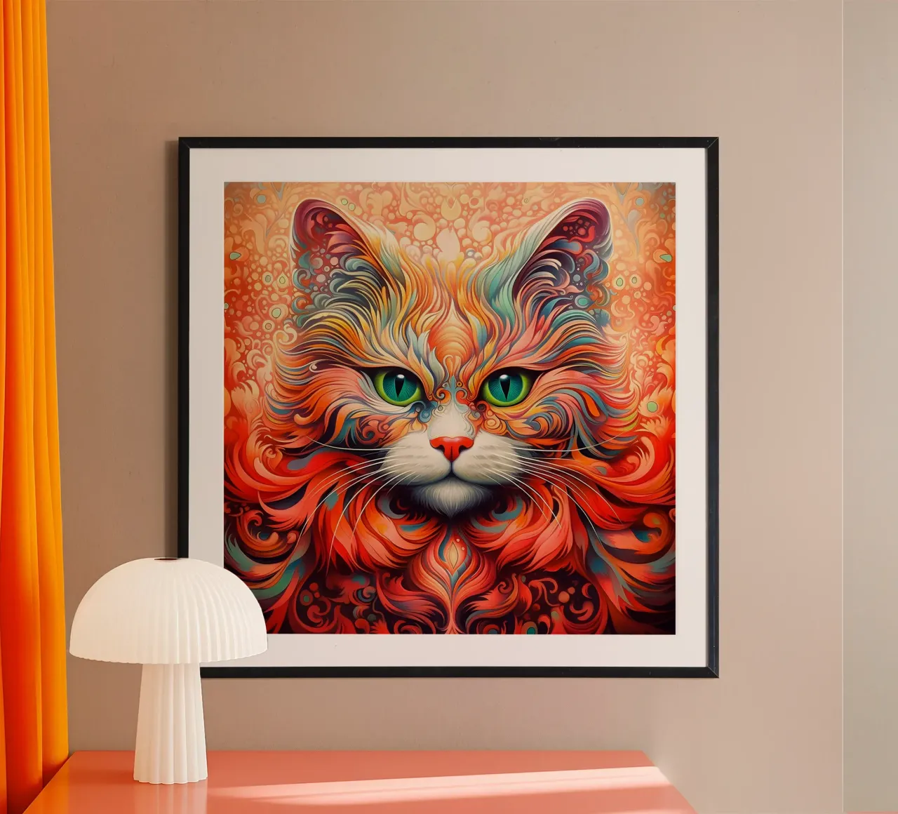 Guru Cat poster con telaio in legno da John Boss