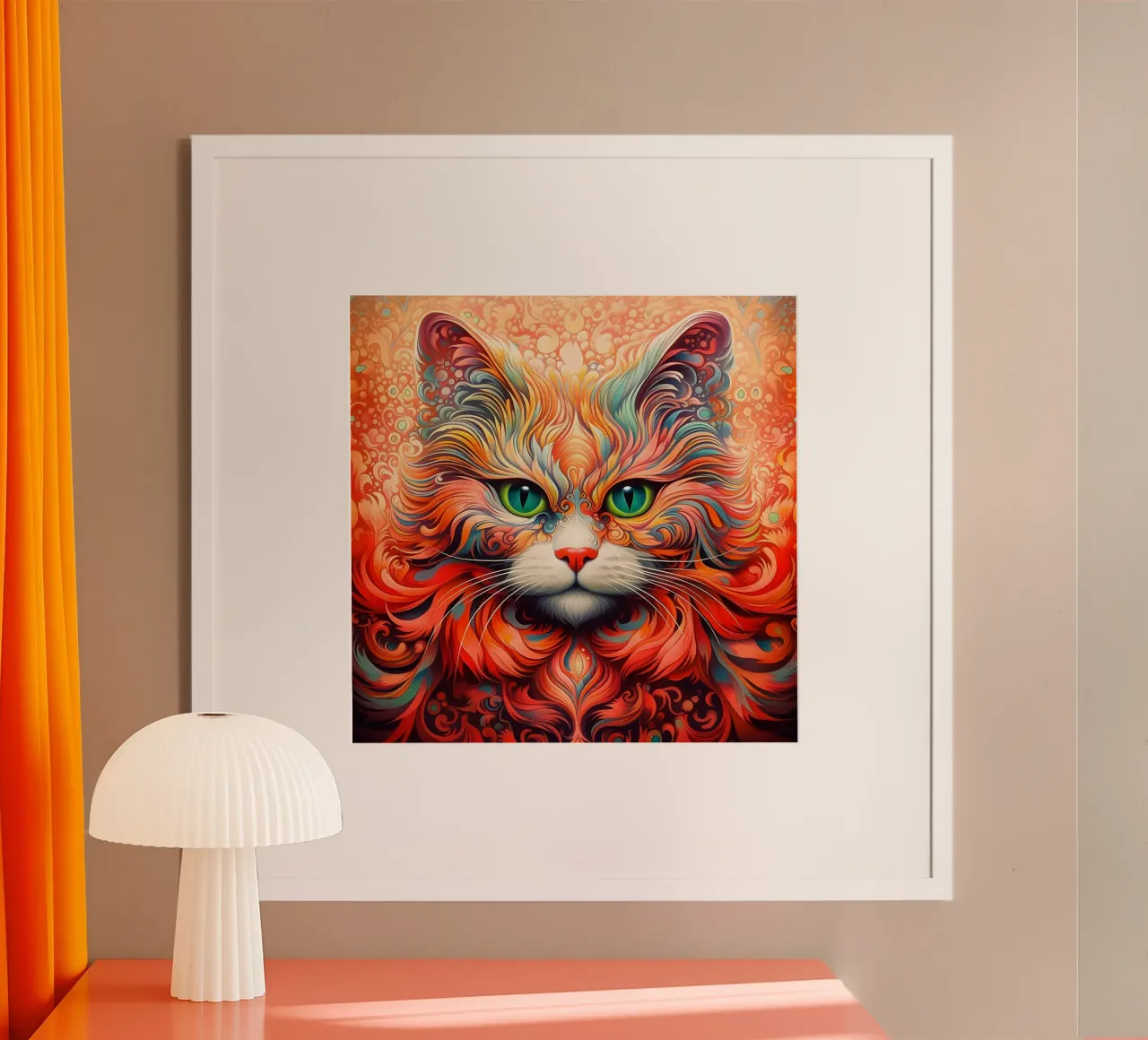 Guru Cat poster con telaio in legno da John Boss