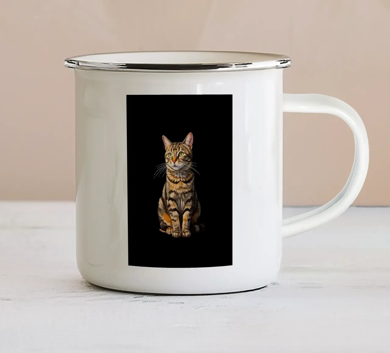 Cat tazza in smalto da Dumery Art