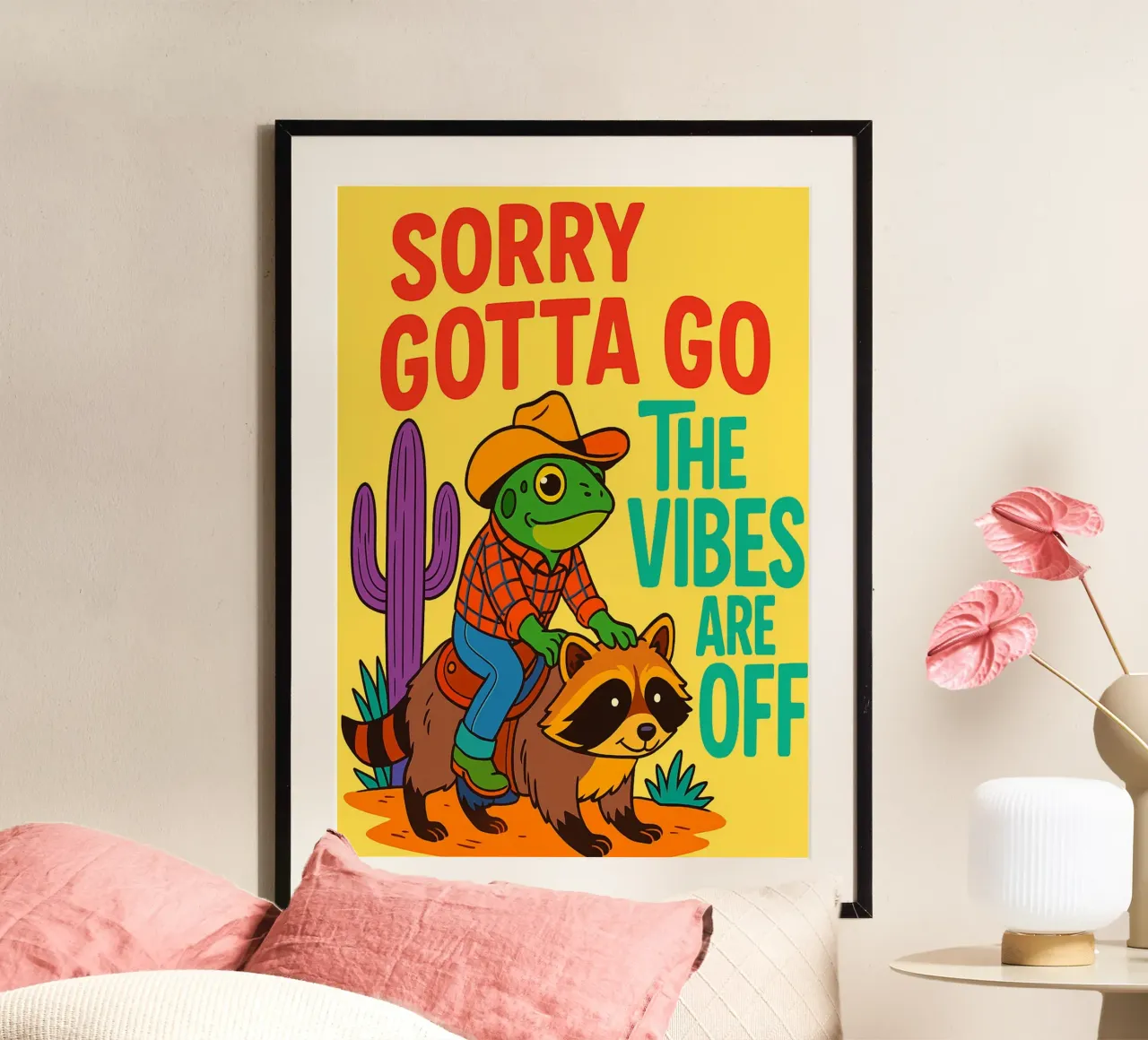 Tut mir leid, ich muss gehen, die Vibes sind weg Poster mit Holzrahmen von paroongs