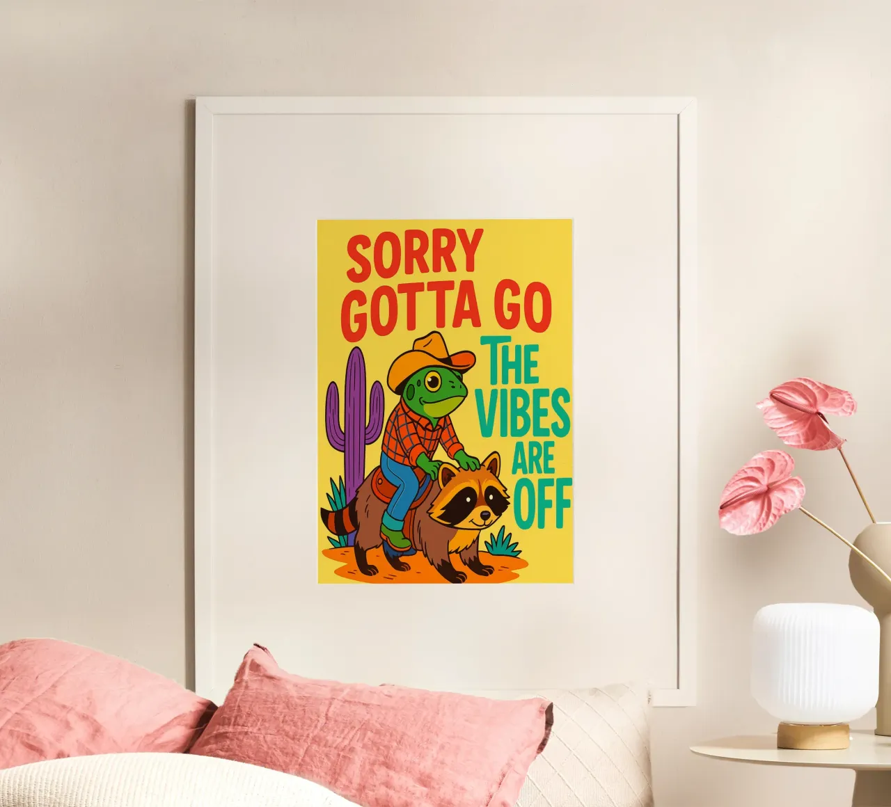 Tut mir leid, ich muss gehen, die Vibes sind weg Poster mit Holzrahmen von paroongs
