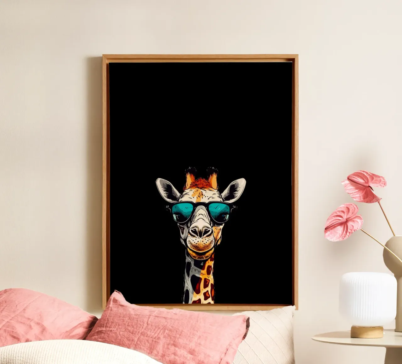 spectacled giraffe tela con Cornice a cassetta da Dumery Art