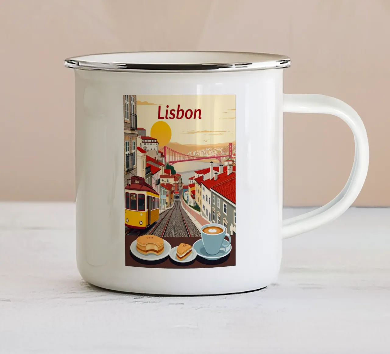 Momento a Lisbona tazza in smalto da HicksShop