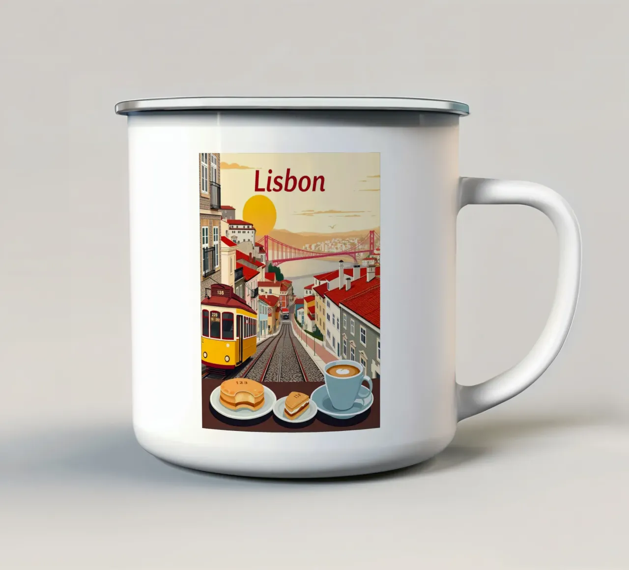 Momento a Lisbona tazza in smalto da HicksShop