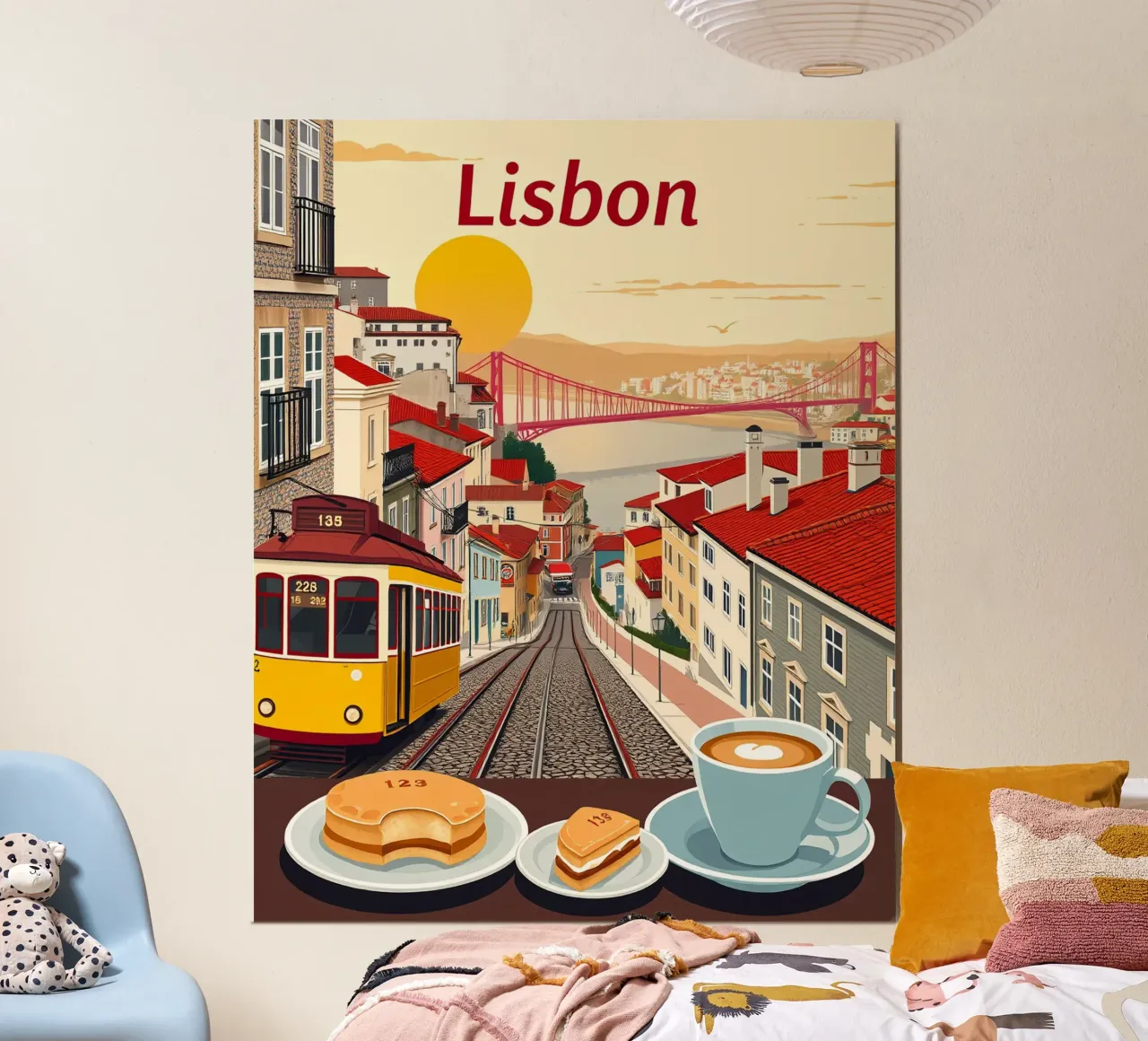 Momento a Lisbona poster con telaio in legno da HicksShop