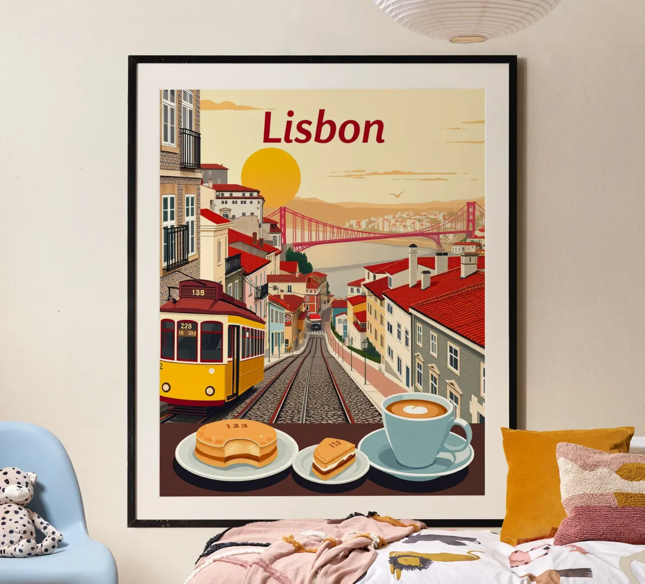 Momento a Lisbona poster con telaio in legno da HicksShop