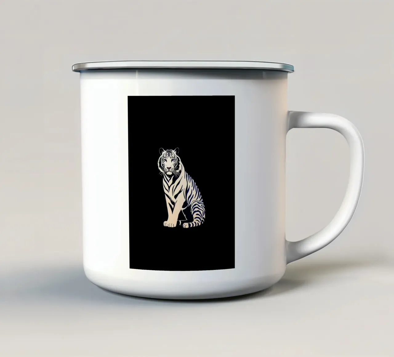 white tiger tazza in smalto da Dumery Art