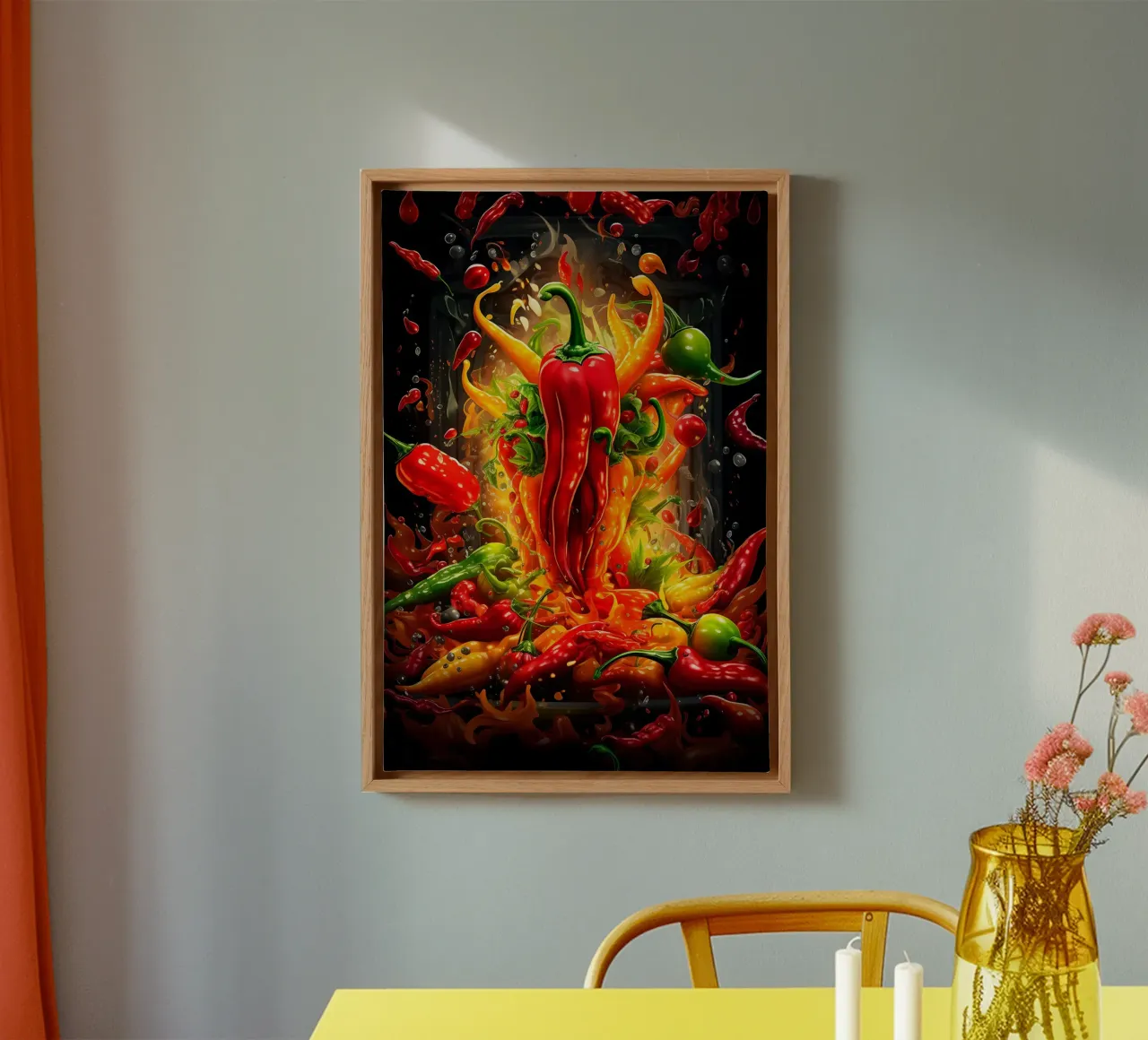 Paprika Splash di Bettina Dittmann tela con Cornice a cassetta da John Boss