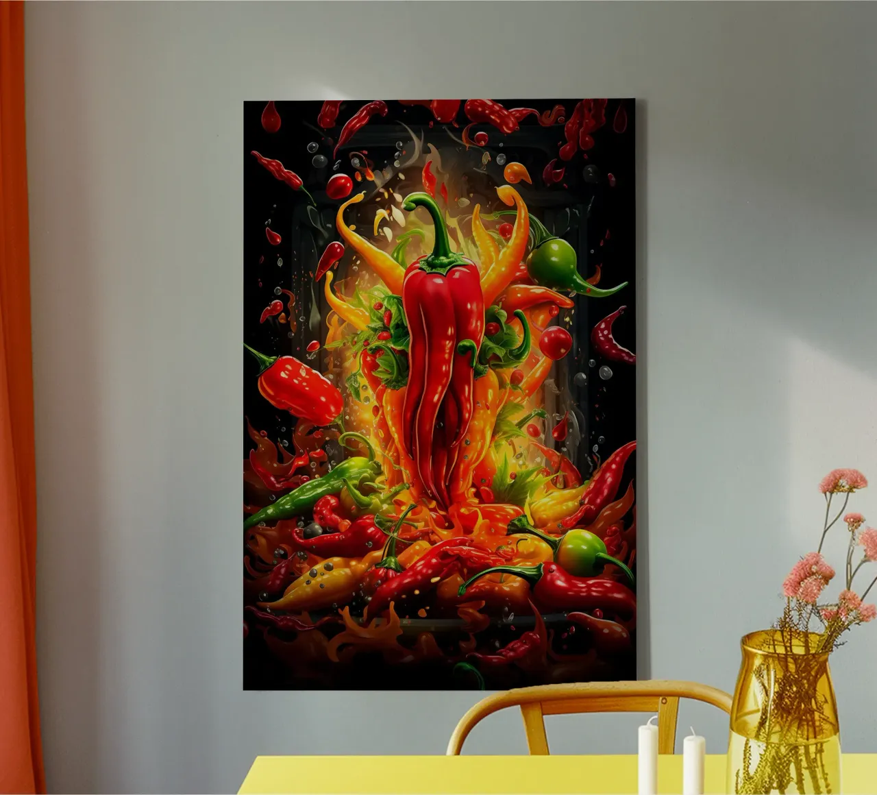 Paprika Splash di Bettina Dittmann tela con Cornice a cassetta da John Boss
