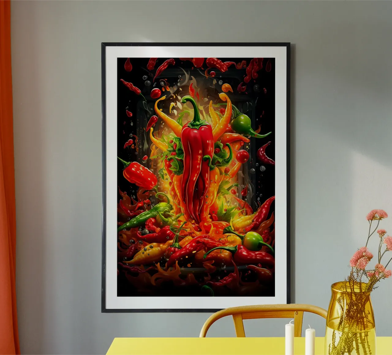 Paprika Splash di Bettina Dittmann poster con telaio in plastica da John Boss