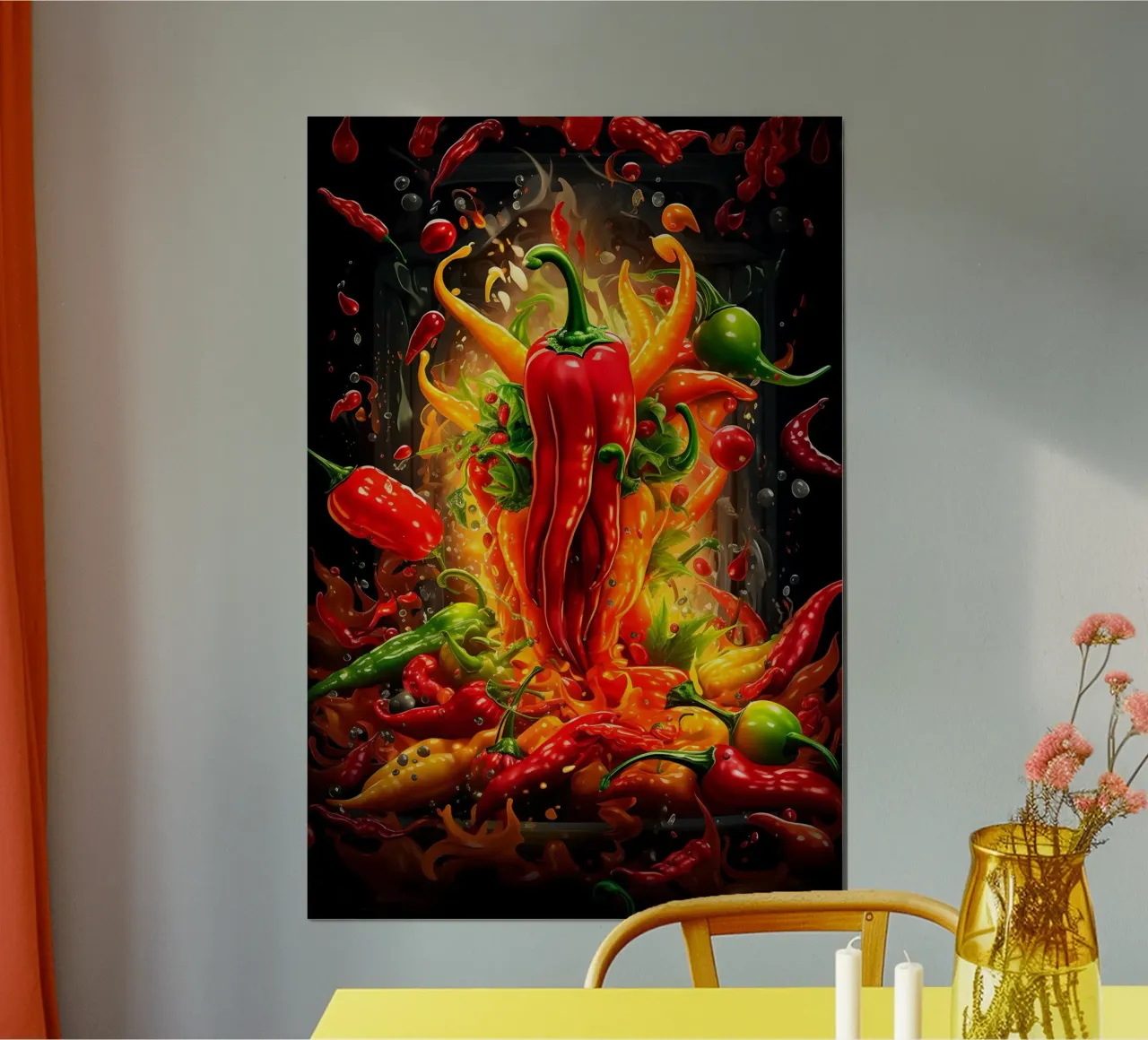 Paprika Splash di Bettina Dittmann poster con telaio in plastica da John Boss