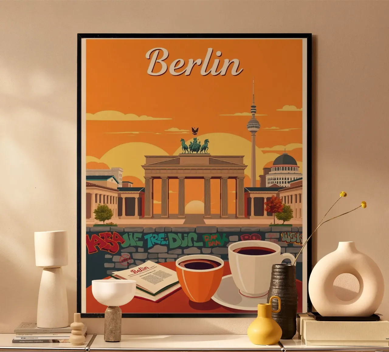 Vue chaleureuse de Berlin poster avec cadre en plastique de HicksShop