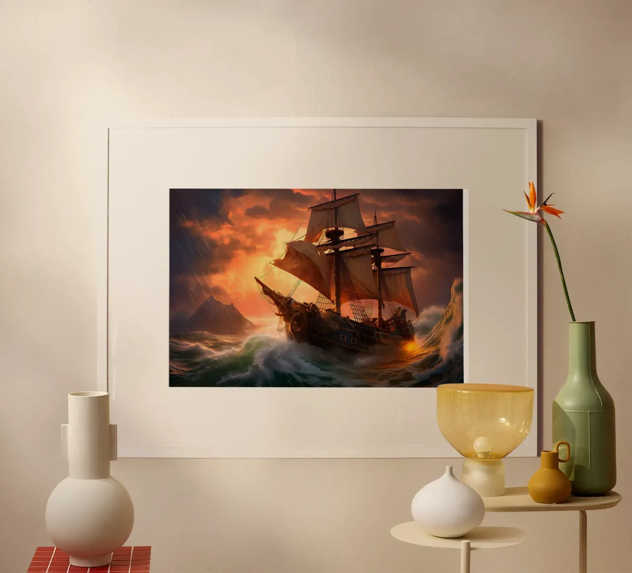 Segelschiff auf dem mystischen Meer Poster von John Boss