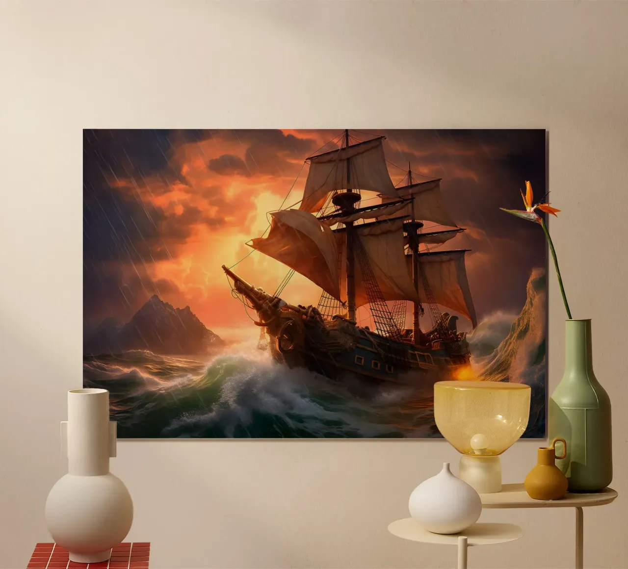 Segelschiff auf dem mystischen Meer Poster von John Boss