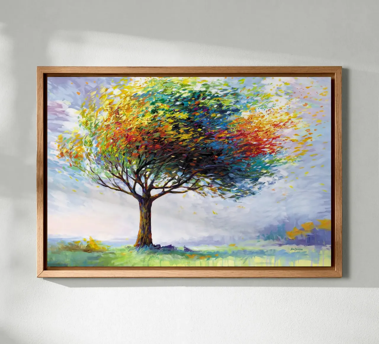 Tree of Happiness in the winds of life by Leon Devenice canvas with Floater frame by John Boss