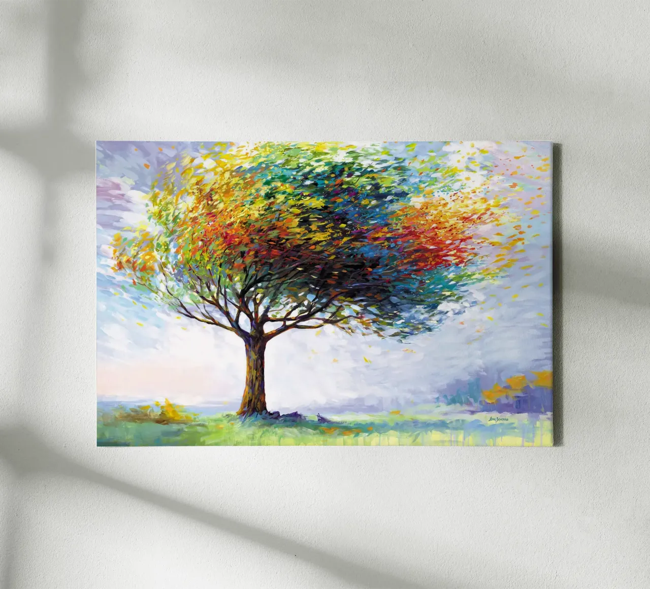 Tree of Happiness in the winds of life by Leon Devenice canvas with Floater frame by John Boss
