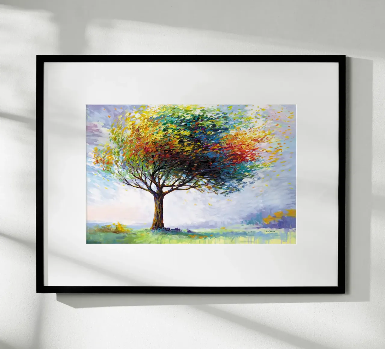 Baum des Glücks in den Winden des Lebens von Leon Devenice Poster mit Holzrahmen von John Boss