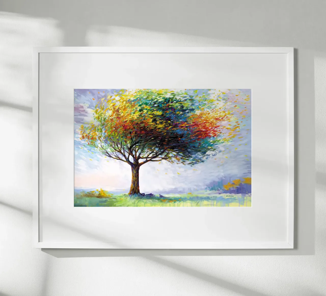 Baum des Glücks in den Winden des Lebens von Leon Devenice Poster mit Holzrahmen von John Boss