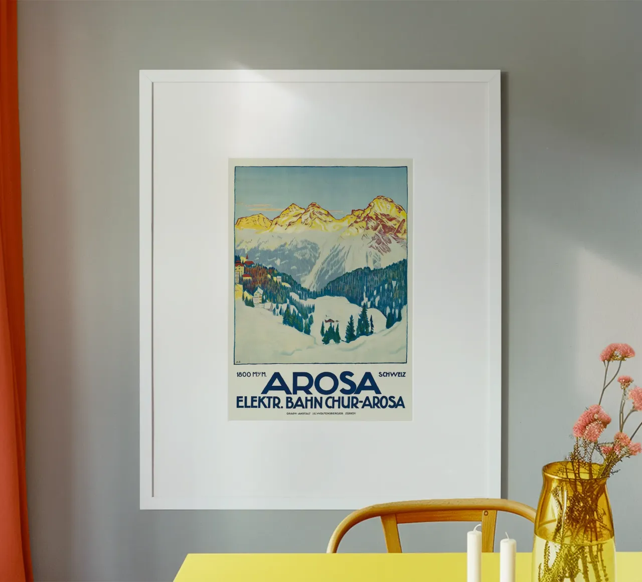 Arosa - Ferrovia elettrica Coira-Arosa, Svizzera (tedesco) poster con telaio in alluminio da Brant Varner