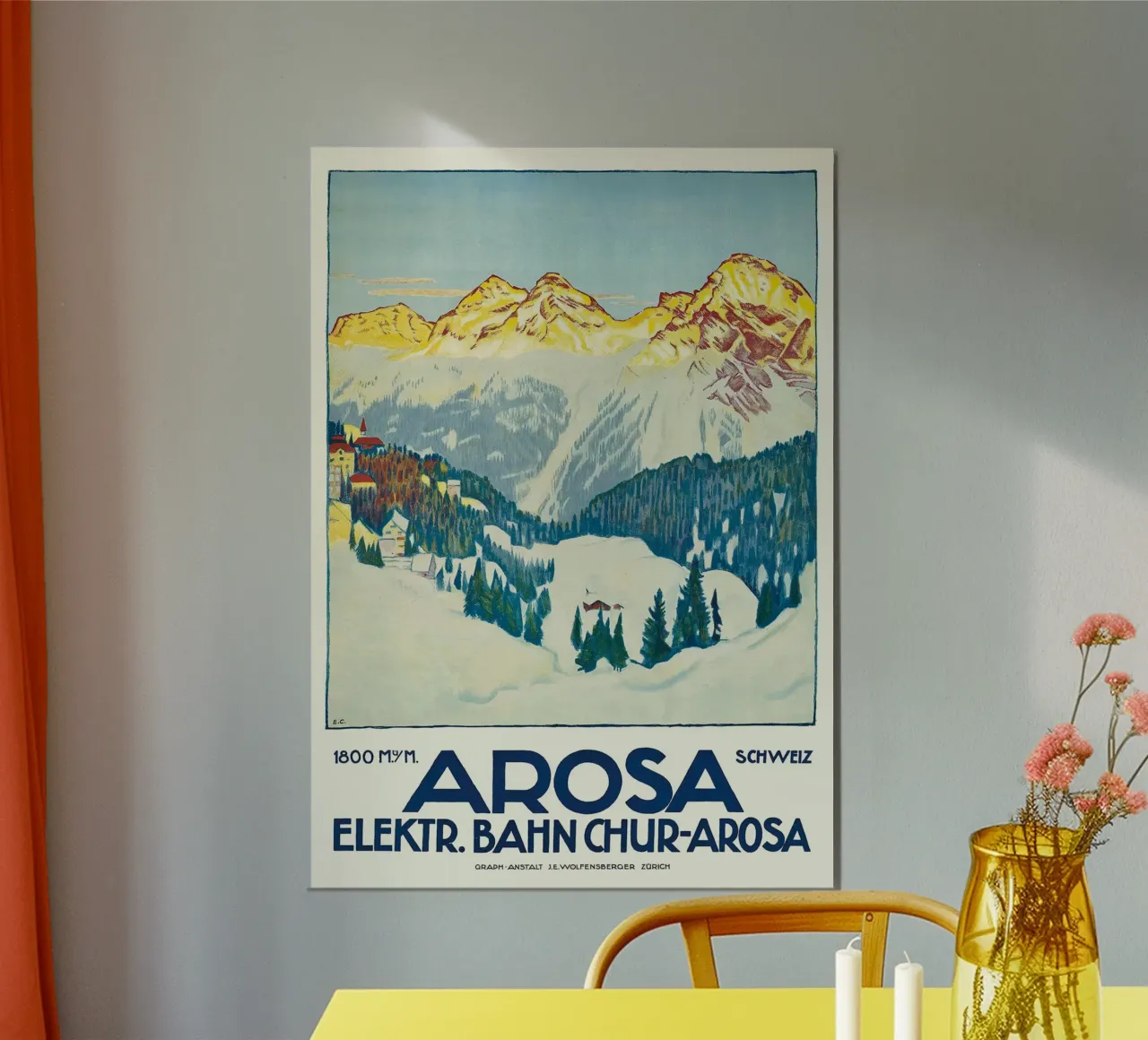 Arosa - Ferrovia elettrica Coira-Arosa, Svizzera (tedesco) poster con telaio in alluminio da Brant Varner