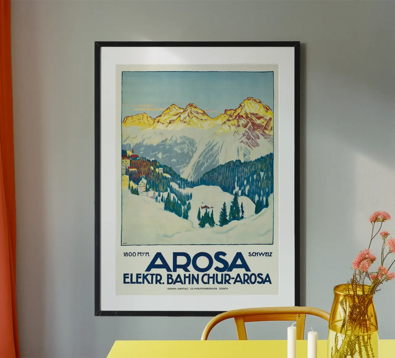 Arosa - Ferrovia elettrica Coira-Arosa, Svizzera (tedesco) poster con telaio in alluminio da Brant Varner