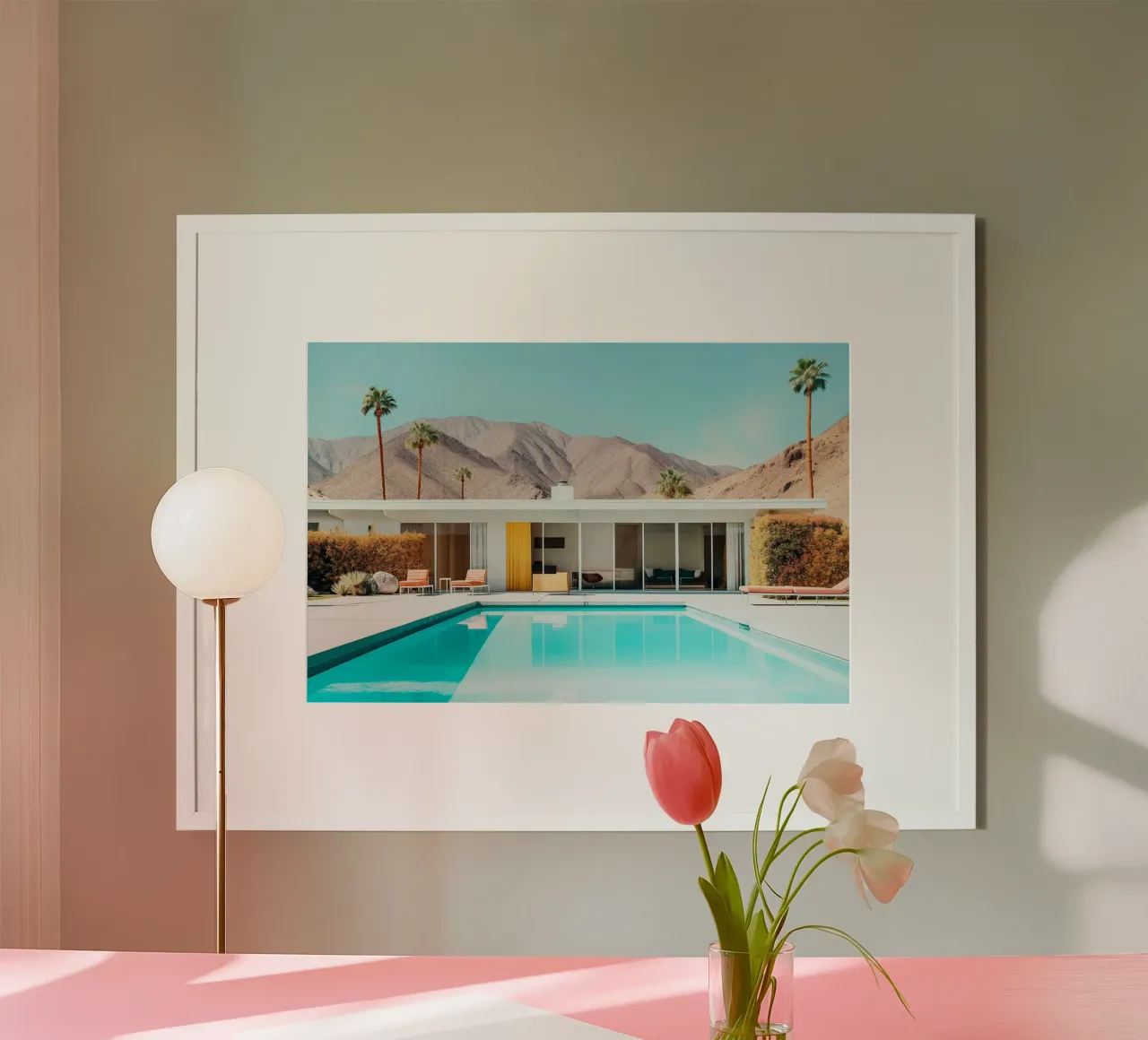 California Dreaming - Palm Springs Pool in der Wüste Poster von Brant Varner