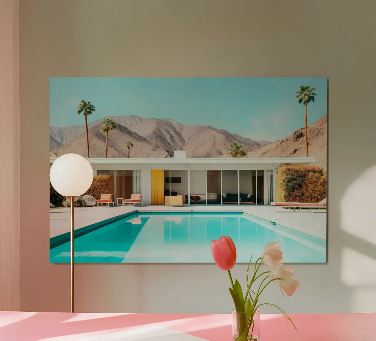 California Dreaming - Palm Springs Pool in der Wüste Poster von Brant Varner